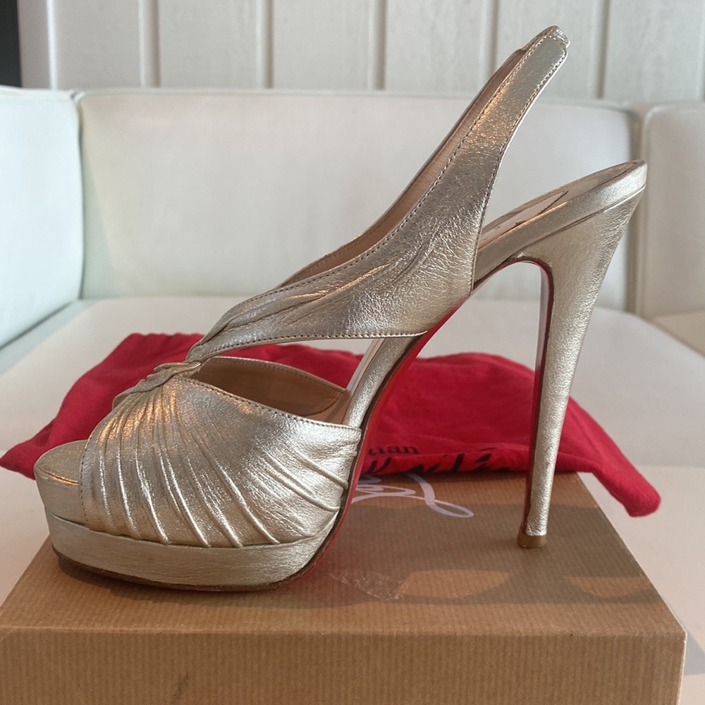 Authentic Christian Louboutin Gold Platform Sandals - Picture 8 of 9